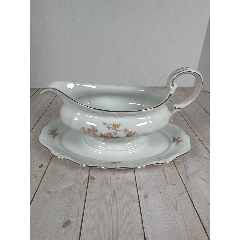 Johann‎ Haviland Michele Bavaria Germany Gravy Boat Underplate Gold Trim